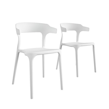 COSCO Novogratz Poolside Collection, Felix Stacking Dining Chairs, Indoor/Outdoor, White 2PK 87818WHT2E